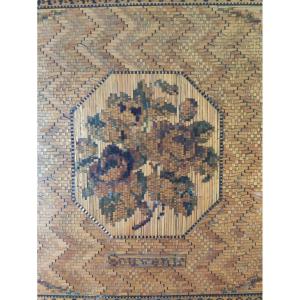 Jewelry Box - Box In Straw Marquetry Imitating The Micromosaic. 19th Folk Art