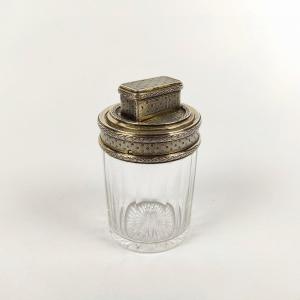 Baccarat? Large Toilet Bottle In Crystal, Sterling Silver And St Louis XVI Vermeil. 19th Century