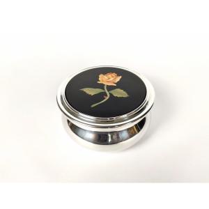 Pampaloni Argenti: Very Large Box In Solid Silver & Hard Stone Marquetry Italy, 20th Century