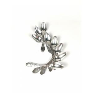 Set Of Eight Solid Silver Spoons, Engraved With The Count's Crown.