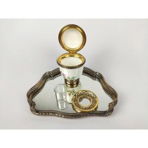 Risler Et Carré: Large Inkwell. Solid Silver, Silver-gilt, Porcelain & Mirror. C 1900