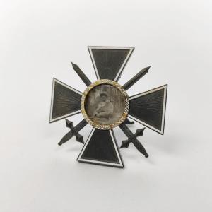 Militaria: War Cross Frame In Solid Silver, Vermeil & Enamel. Wwi World War I