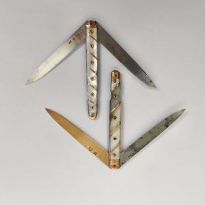 18th Century Gold, Silver, Steel And Mother-of-pearl Folding Knife. Orléans, Louis XV