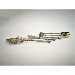 Debain: Silver & Gilt Mignardises / Sweets / Petits Fours Service, Ironwork, 19th Century