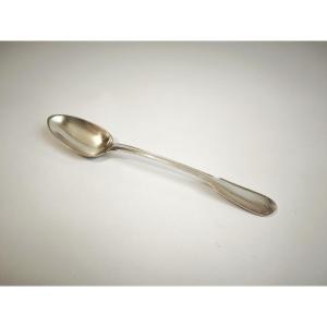  Large Solid Silver Stew Serving Spoon, 1st Rooster Hallmark. Late 18th-early 19th Century