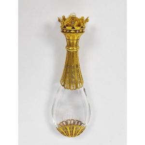 Large Salt Cellar In Solid Gold, Pearls & Crystal, Decorated With A Marquis's Crown & Peer Of France