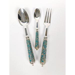 Peter / Ercuis: Solid Silver Tableware, Insolent Pattern. Early 21st Century. 