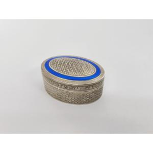 Louis Kupenheim: Oval Box In Guilloché And Enameled Silver. Late 19th / Early 20th Century. 