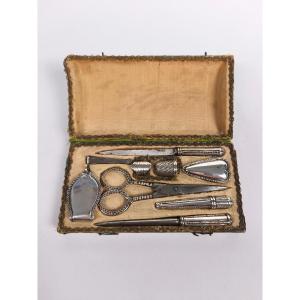 Nuremberg: 18th-century Solid Silver Sewing Kit. Germany. Knife And Box.