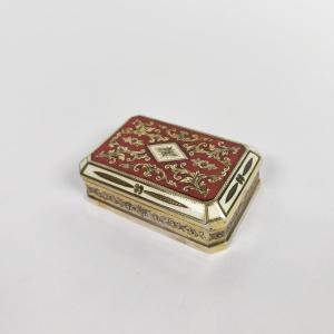 Heavy Snuffbox In Solid Silver And Enameled Vermeil. Italy, Louis XV Style. Enamel