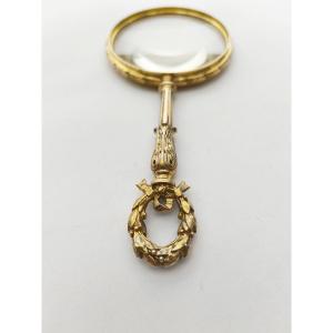 Boin Taburet: Magnifying Glass In Solid Silver Vermeil In The Louis XVI Style. Late 19th Century.