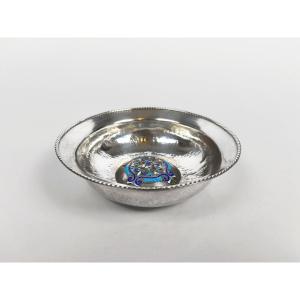 Large, Deep Bowl In Solid Silver With Cloisonné Enamel. Caviar Bowl? Russian Work? Enamel.