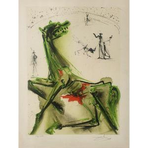 Lithograph By Dalí, “the Victims Of The Feast” Series Dalinian Horses 1970 Corrida
