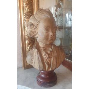 Fernando Ciancianaini (1889 - 1954)  Very Charming 18th Century Terracotta Bust Signed 
