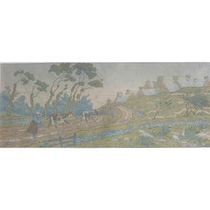 Lithograph Henri Riviere Bretagne 1906 “l'averse” Series “la Féérie Des Heures”