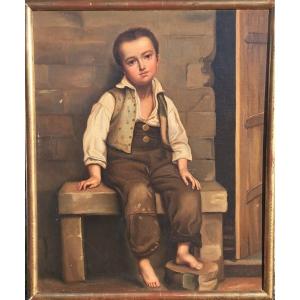 Painting Of Young Boy, Signed 19th Century
