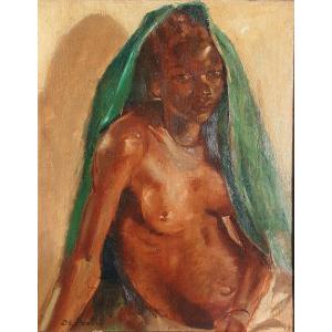 Portrait Of African Woman Signed Paul De Pauw Africanist 20th Belgian Traveling Painter