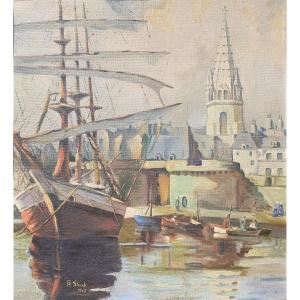 Romeo K. Storck (1903-1991) Saint Malo Brittany Romanian Painter Marine