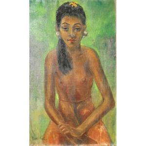 Han Snel (1925-1998) Portrait Of A Balinese Woman Indonesia Bali Ubud Fauvism Expressionism