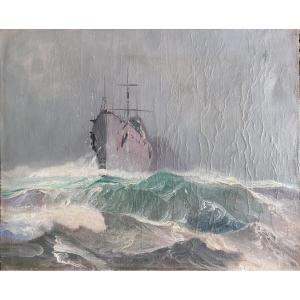 Jean-louis Paguenaud (1876-1952) Warship Painter Of The Navy Bizerte
