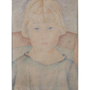 Marie Vorobieff Marevna (1892-1984) Pointillist Portrait Of A Young Girl 1929