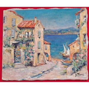 Yvonne Thivet (1888-1972) Martigues Landscape Seascape