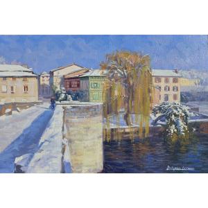 Iurie Bulgac - Saint-martial Bridge In Winter - Limoges - Impressionist