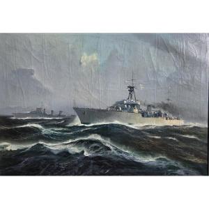 Jean-louis Paguenaud (1876-1952) Navy - Warship - Battleship - Cruiser