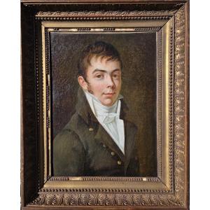 Louis-léopold Boilly (1761-1845) (entourage Of) Portrait Of An Elegant Man In A 19th Century Frock Coat