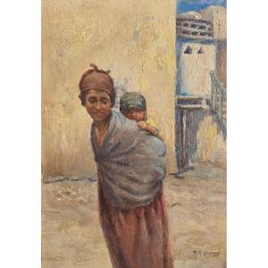 Marie-antoinette Quéroy (1881-1977) Orientalist Portrait Painting Algeria Dinet  