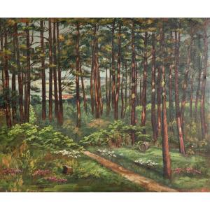 Painting Of The Arcachon Basin, 1942, The Landes Region, Pines, Sourgen (in The Style)