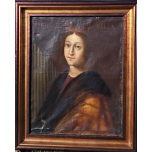 Oil Portrait Of Saint Cecilia, 17th-18th Century, Music, Musician, Catholic Religious Painting 