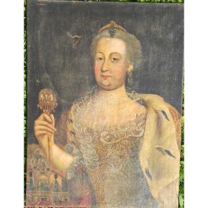 Portrait 18th Century Marie Thérèse Of Autrichia Queen Noble Nobility Royal Jewels