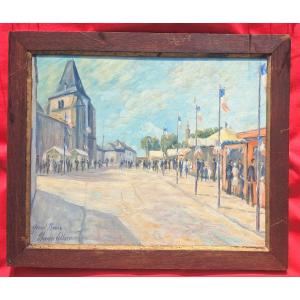 Tableau Creuse School Of Crozant Grand Bourg Maurice Leblanc National Holiday Merry-go-round Flags