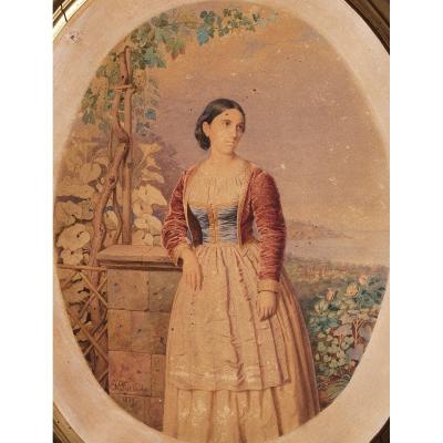 Portrait Of Adelaide Of Hasbourg-lorraine, Queen Of Sardinia, House Of Savoy, F. Pietrocola