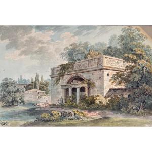 Watercolor Of A Roman Temple