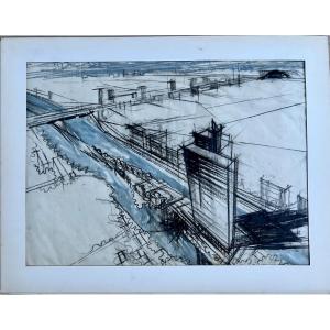 Elegant Design Project For The Construction Of A Tower On An Island In 1963