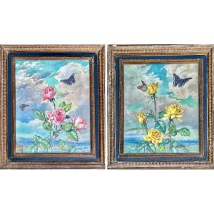 Andrey Avinoff Roses And Butterflies