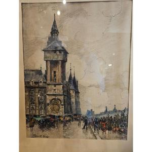 Drawing By Frank Will Paris The Flower Market