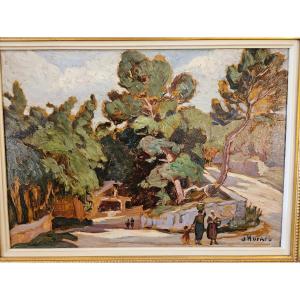 Oil On Panel By Hurard Joseph, View From The South