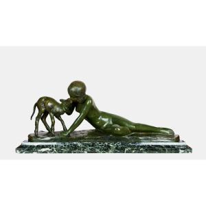 Ary Bitter (1883-1973), Girl With Kid, C. 1930 / - The Caresses Of Innocence -