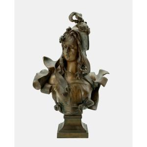 Anton Nelson (1849 - After 1910), Bust Of A Young Woman, Around 1890 - The Opulence Of Beauty -