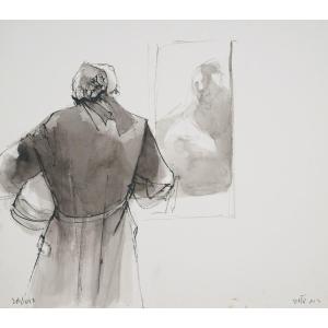 Ruth Schloss (1922-2013), Old Man In Front Of A Mirror, Circa 1990