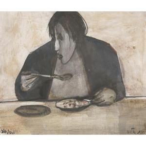 Ruth Schloss (1922-2013), Woman Eating, Um 1990