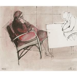 Ruth Schloss (1922-2013), Two Elderly People, Circa 1990
