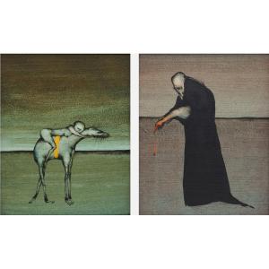 Gertrude Degenhardt (1940-2025), Two Fantastic Scenes, 1970