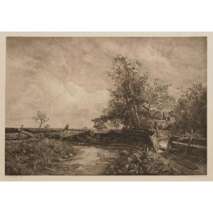 Fritz Krostewitz (1860-1913), Landscape Near Zutphen After Emil Jakob Schindler, Circa 1895