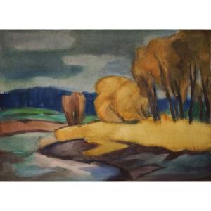 ´fritz Kohlstädt (1921-2000), On The Hunte River Near Oldenburg, 1990