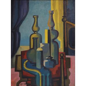 Ev Grüger (1928-2017), Still Life With Bottles, 1956