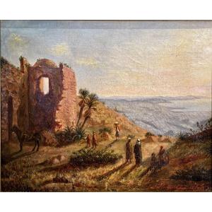 "bouzareah" Oil On Canvas, Located And Dated 1877